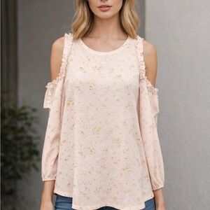 LC Lauren Conrad Floral Cold Shoulder Top | Size M